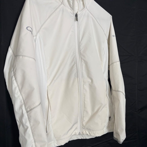 Women's Columbia White Omni Shield Packable Rain Track Jacket Size Large - Picture 3 of 8